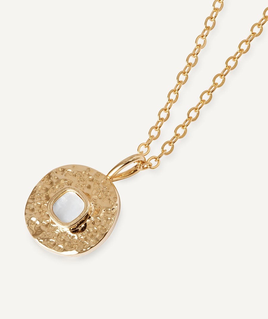 Pendant circle Gleam with white mother-of-pearl