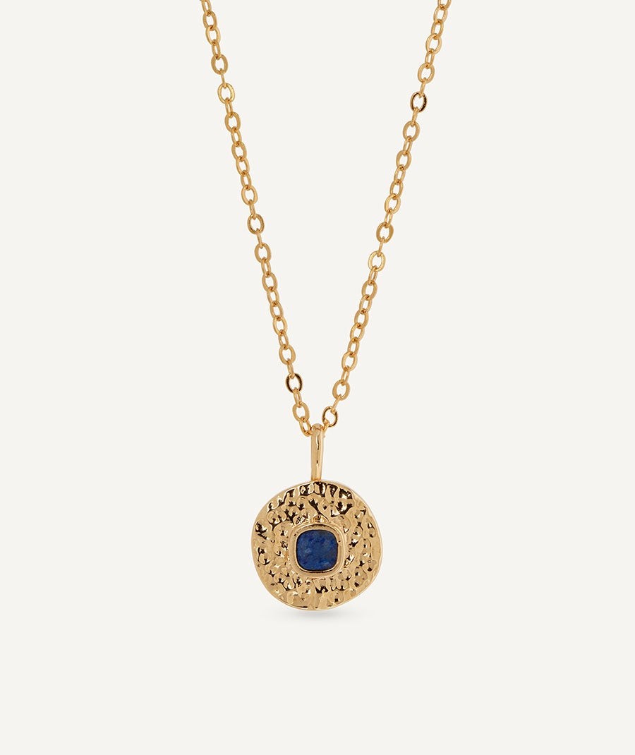 Pendant Circle Gleam with natural blue Lapislazuli