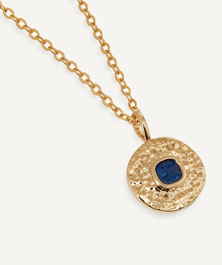 Pendant Circle Gleam with natural blue Lapislazuli