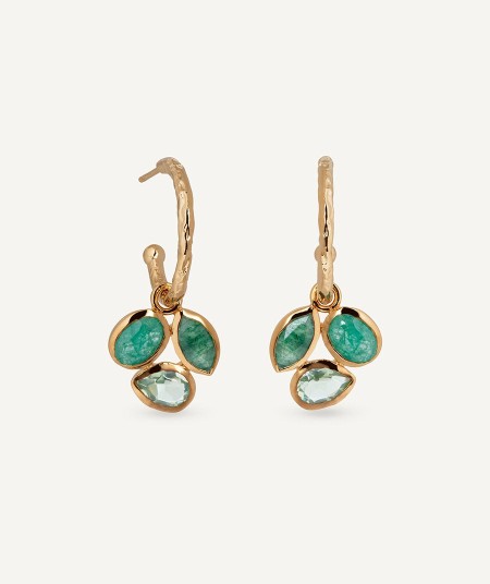 Pendientes de aro Triad con piedras naturales verdes