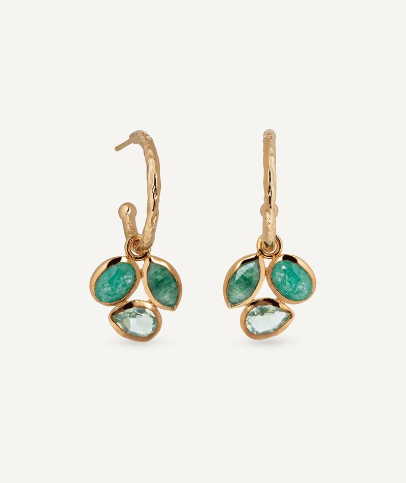Pendientes de aro Triad con piedras naturales verdes