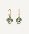 Earrings Triad hoop  with green natural stones