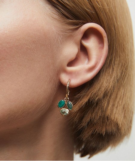 Pendientes de aro Triad con piedras naturales verdes