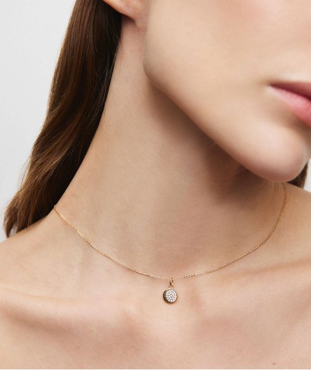 Pendant mini circle Moon  with zirconia