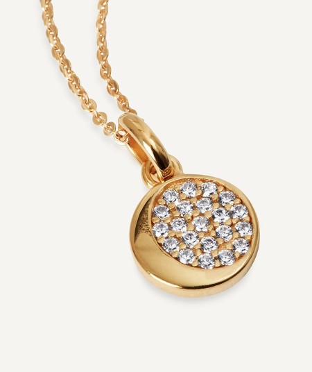 Pendant mini circle Moon  with zirconia
