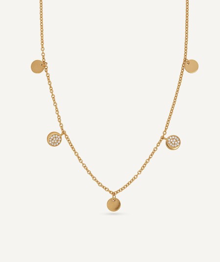 Necklace mini circles Moon with zirconia
