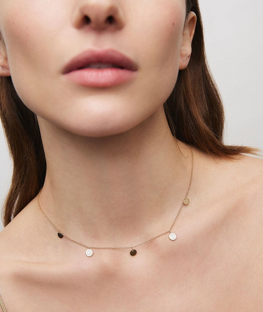 Necklace mini circles Moon with zirconia