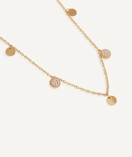 Necklace mini circles Moon with zirconia