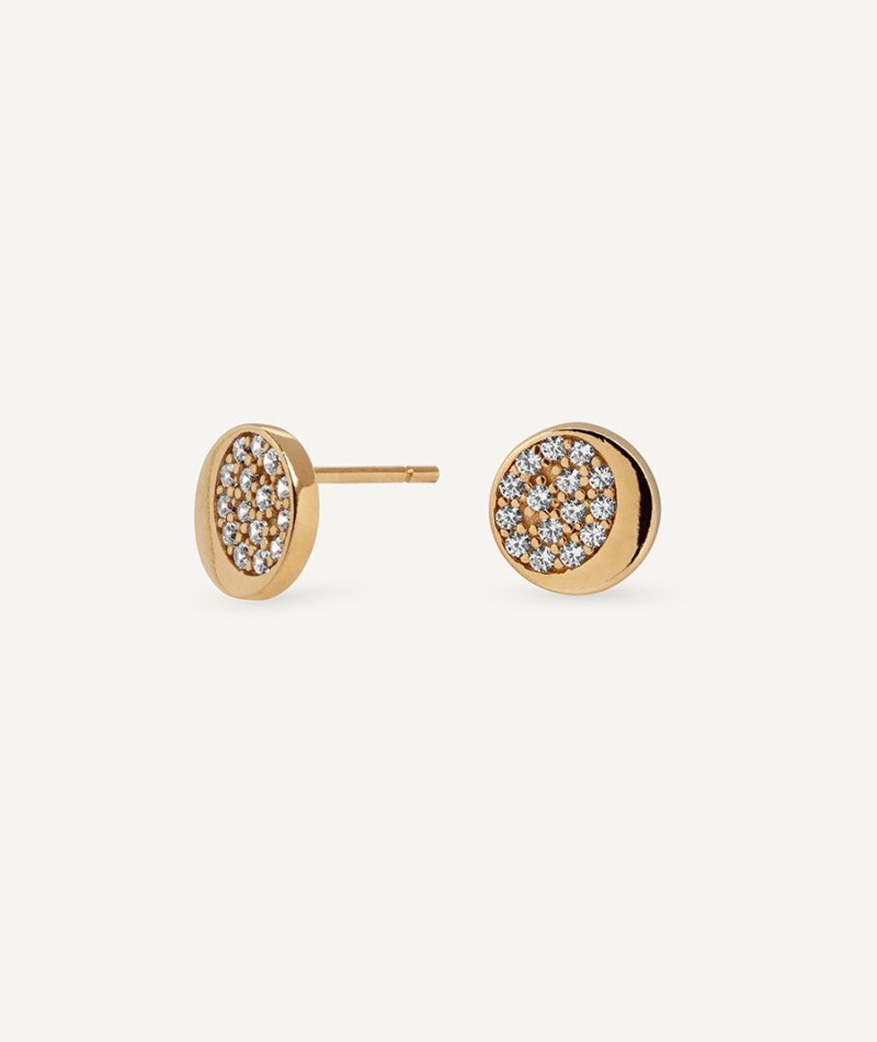 Earrings mini circle Moon with Zirconia
