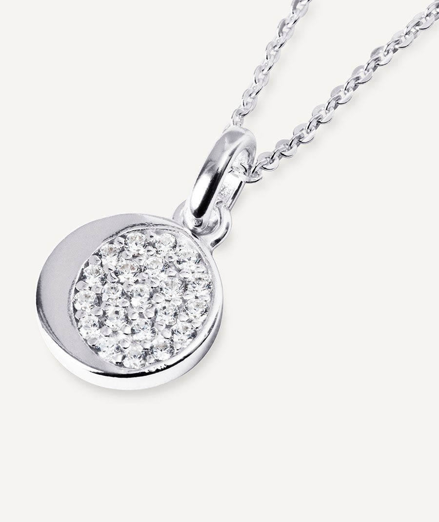 Pendant mini circle Moon with zirconia