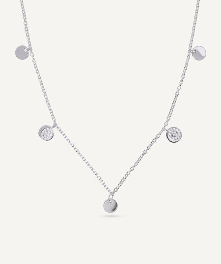 Necklace mini circles Moon with zirconia