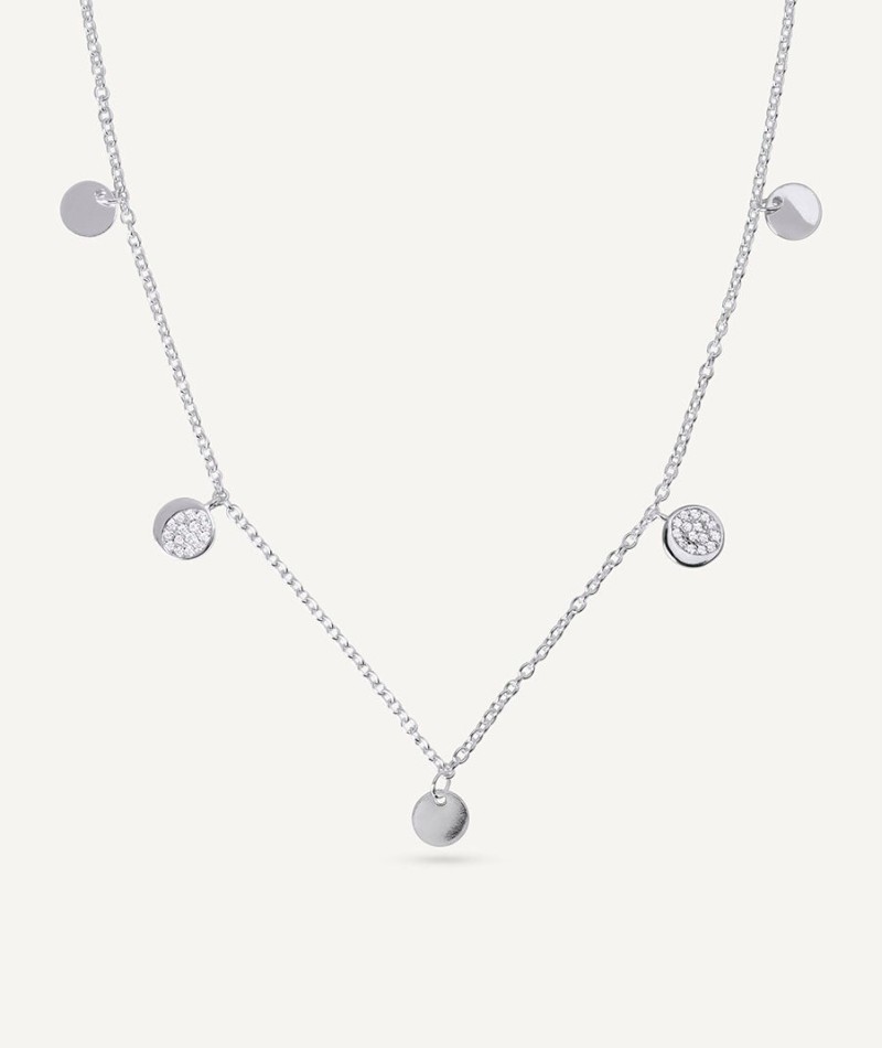Necklace mini circles Moon with zirconia
