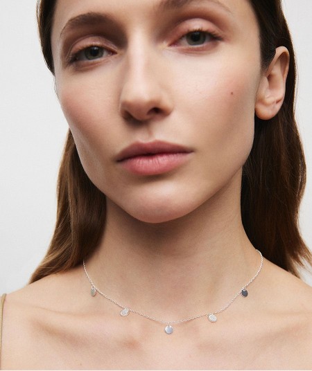 Necklace mini circles Moon with zirconia