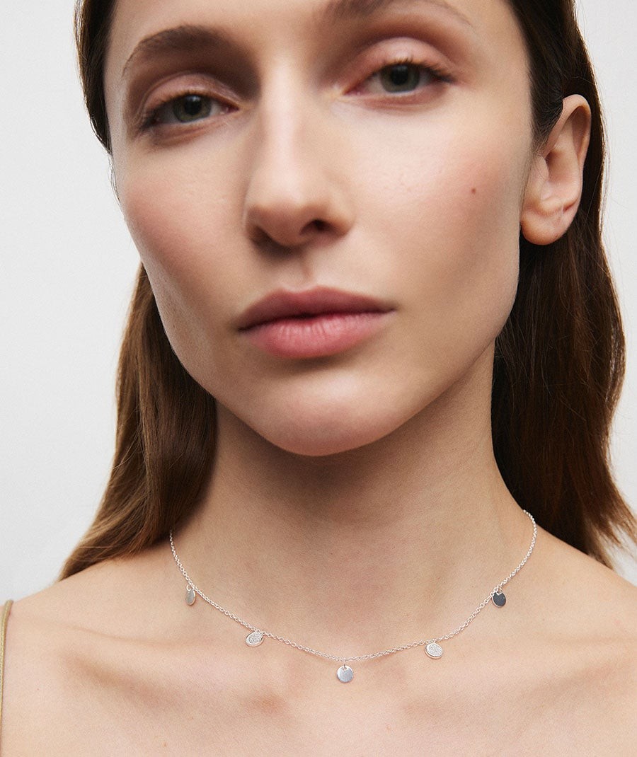 Necklace mini circles Moon with zirconia