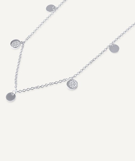 Necklace mini circles Moon with zirconia