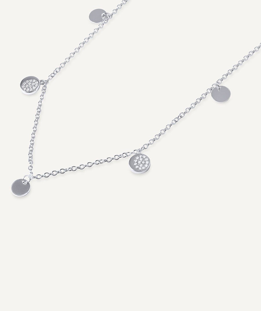 Necklace mini circles Moon with zirconia
