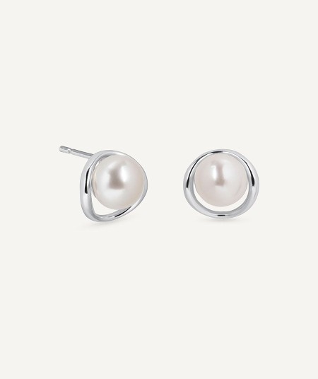 Earrings sphere Ellis with white cultured pearl
