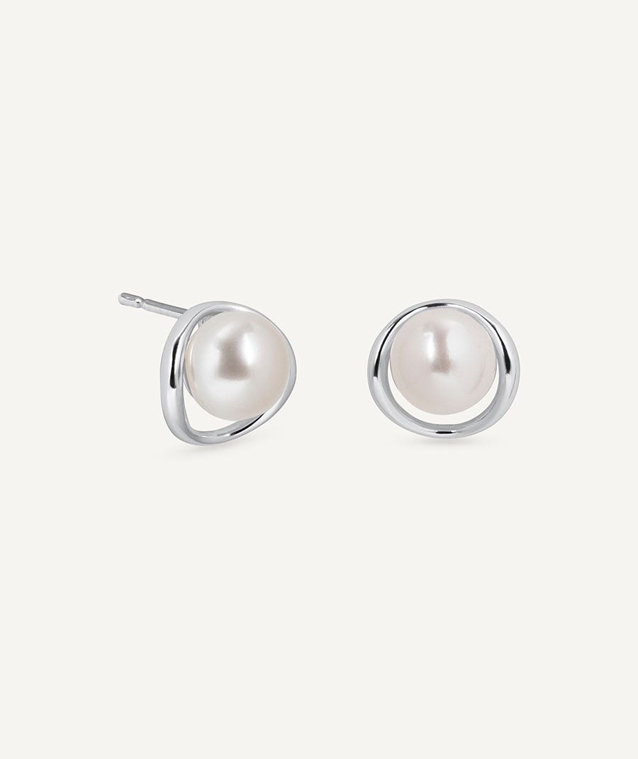 Pendientes esfera Ellis con perla cultivada blanca
