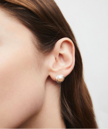 Pendientes esfera Ellis con perla cultivada blanca