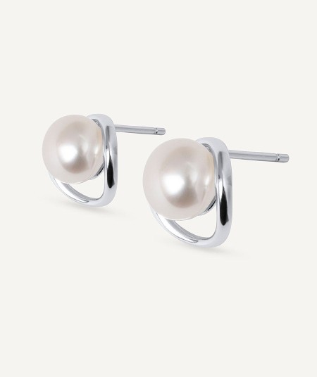 Earrings sphere Ellis with white cultured pearl