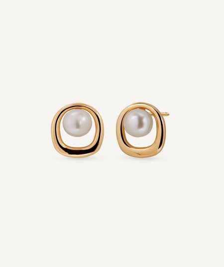 Earrings sphere Glassé with white cultured pearl