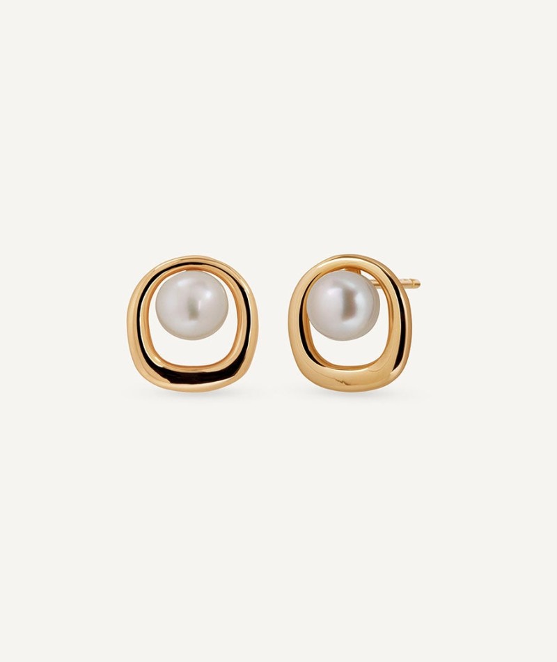 Pendientes esfera Glassé con perla cultivada blanca