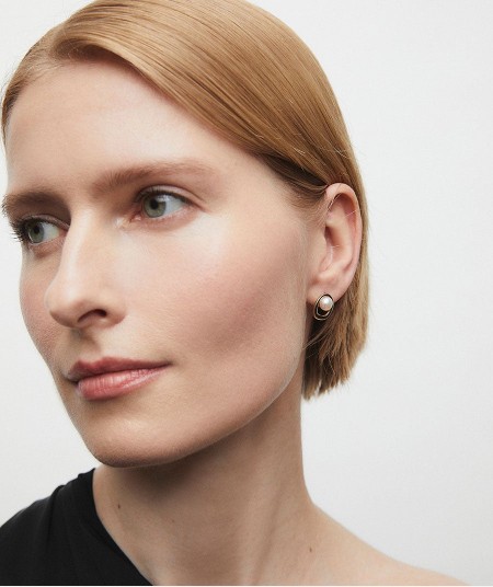 Pendientes esfera Glassé con perla cultivada blanca