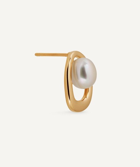 Earrings sphere Glassé with white cultured pearl