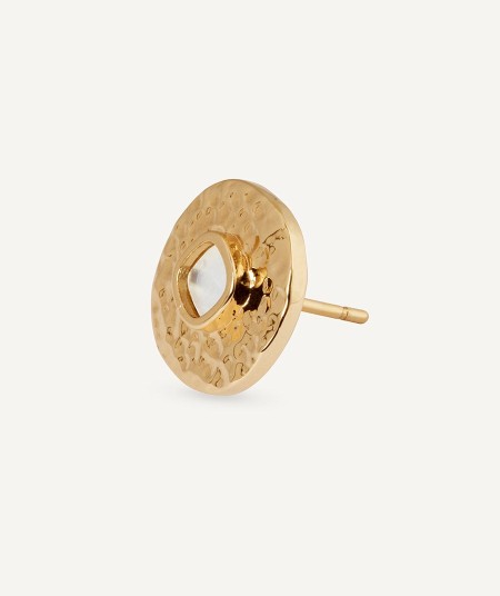 Earrings Circle button Gleam with white mother of-pearl