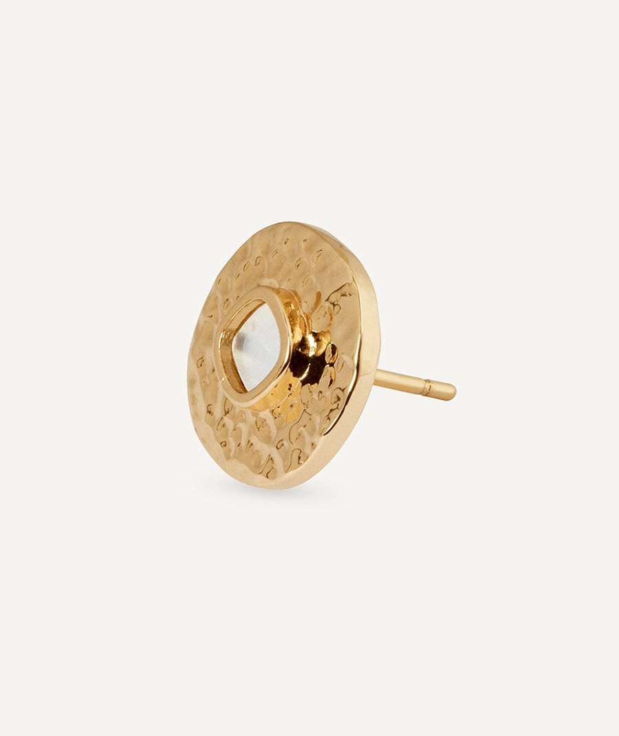 Earrings Circle button Gleam with white mother of-pearl