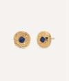 Earrings Circle button Gleam with blue Lapis lazuli