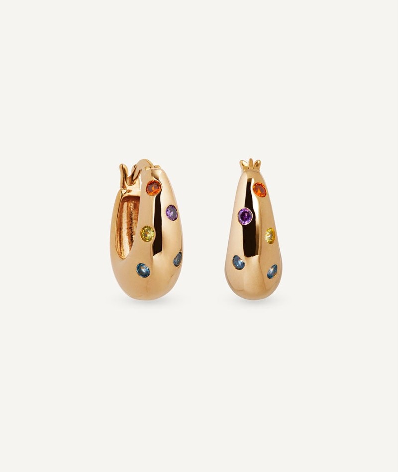 Pendientes de aro volumen Ellen con circonitas multicolores