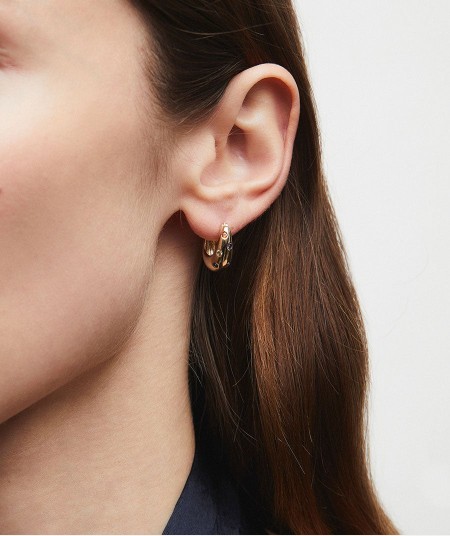 Earrings volume hoop Ellen with multicolor cubic zirconia