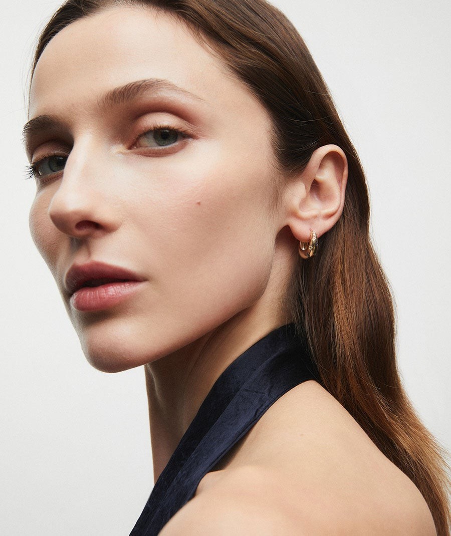 Earrings volume hoop Ellen with multicolor cubic zirconia