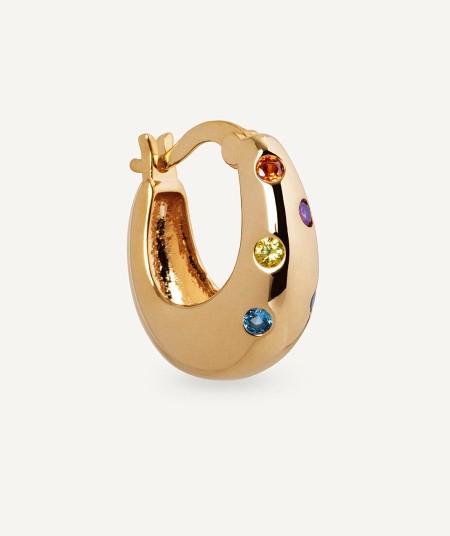 Earrings volume hoop Ellen with multicolor cubic zirconia