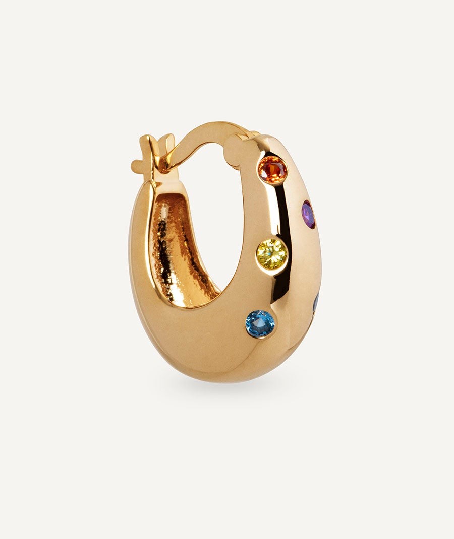 Earrings volume hoop Ellen with multicolor cubic zirconia