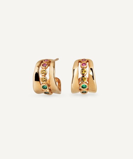 Earrings hoop Alice with multicolor cubic zirconia