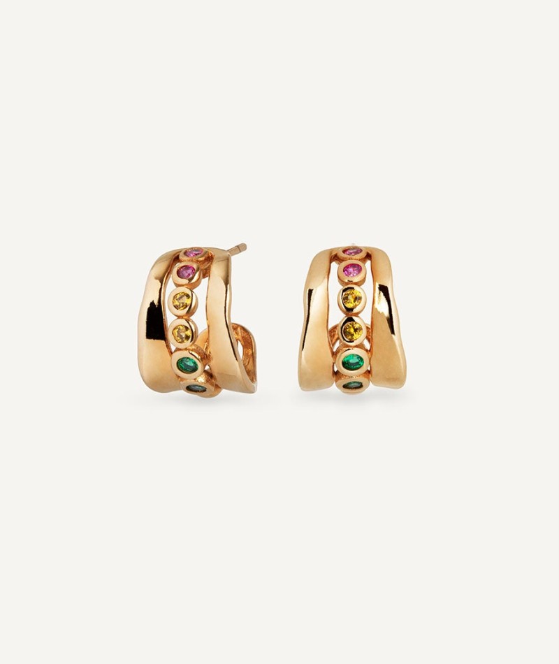 Earrings hoop Alice with multicolor cubic zirconia