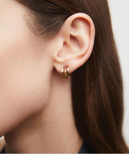Earrings hoop Alice with multicolor cubic zirconia