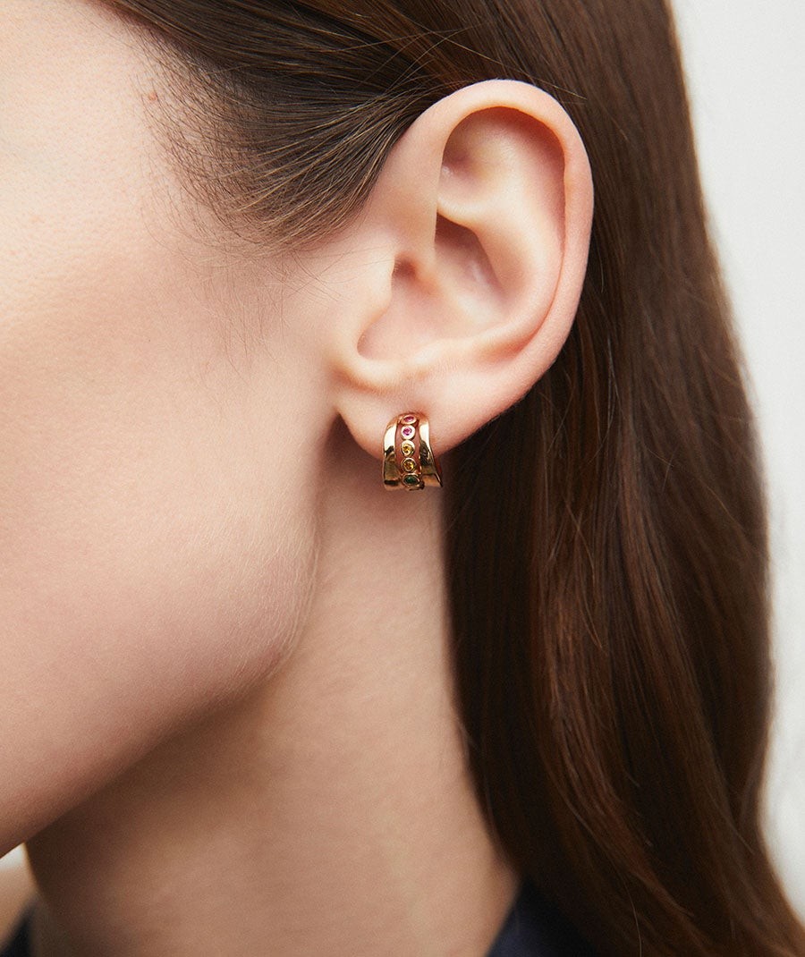 Earrings hoop Alice with multicolor cubic zirconia