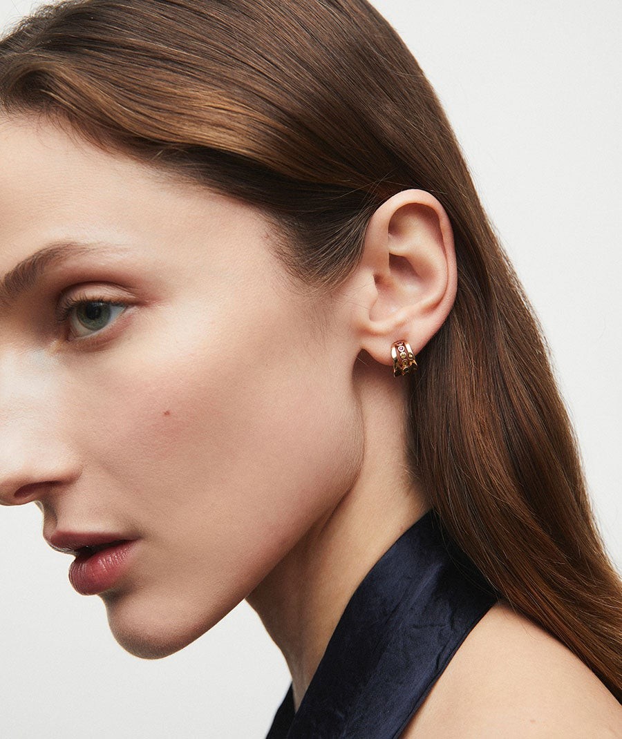 Earrings hoop Alice with multicolor cubic zirconia