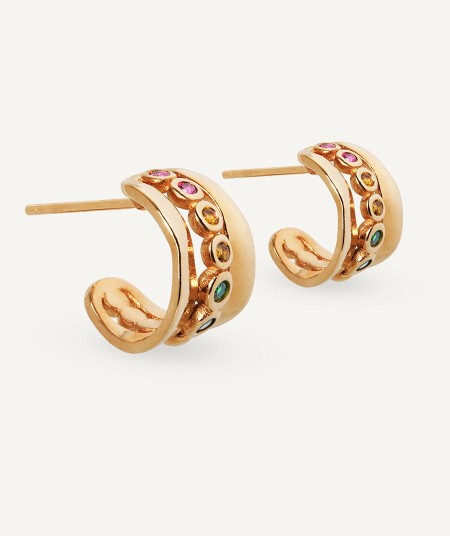 Earrings hoop Alice with multicolor cubic zirconia