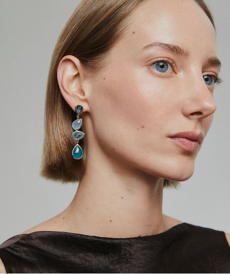 Pendientes Aqua con Piedras Naturales